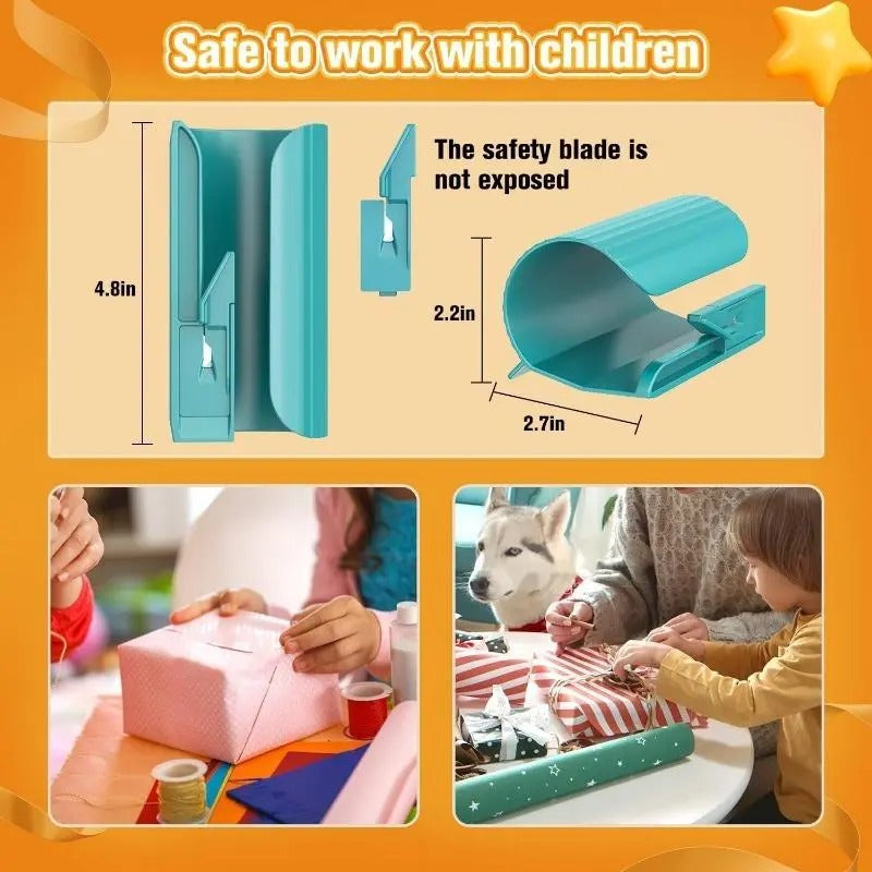 Wrapping Paper Cutter (2-Pack) | Holiday Gift Wrap Paper Roll Holder and Cutter