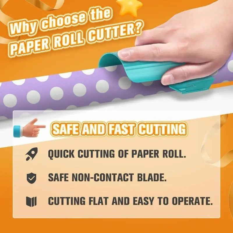 Wrapping Paper Cutter (2-Pack) | Holiday Gift Wrap Paper Roll Holder and Cutter