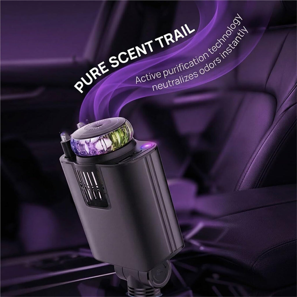 Smart Retractable Car Charger 120W USB C Fast Charge Air Freshener Starlight, 6 in 1 Fast Car Phone Chargers Adapter with Aromatherapy, Compatible with iPhone 17 16 15 14 13 and Android