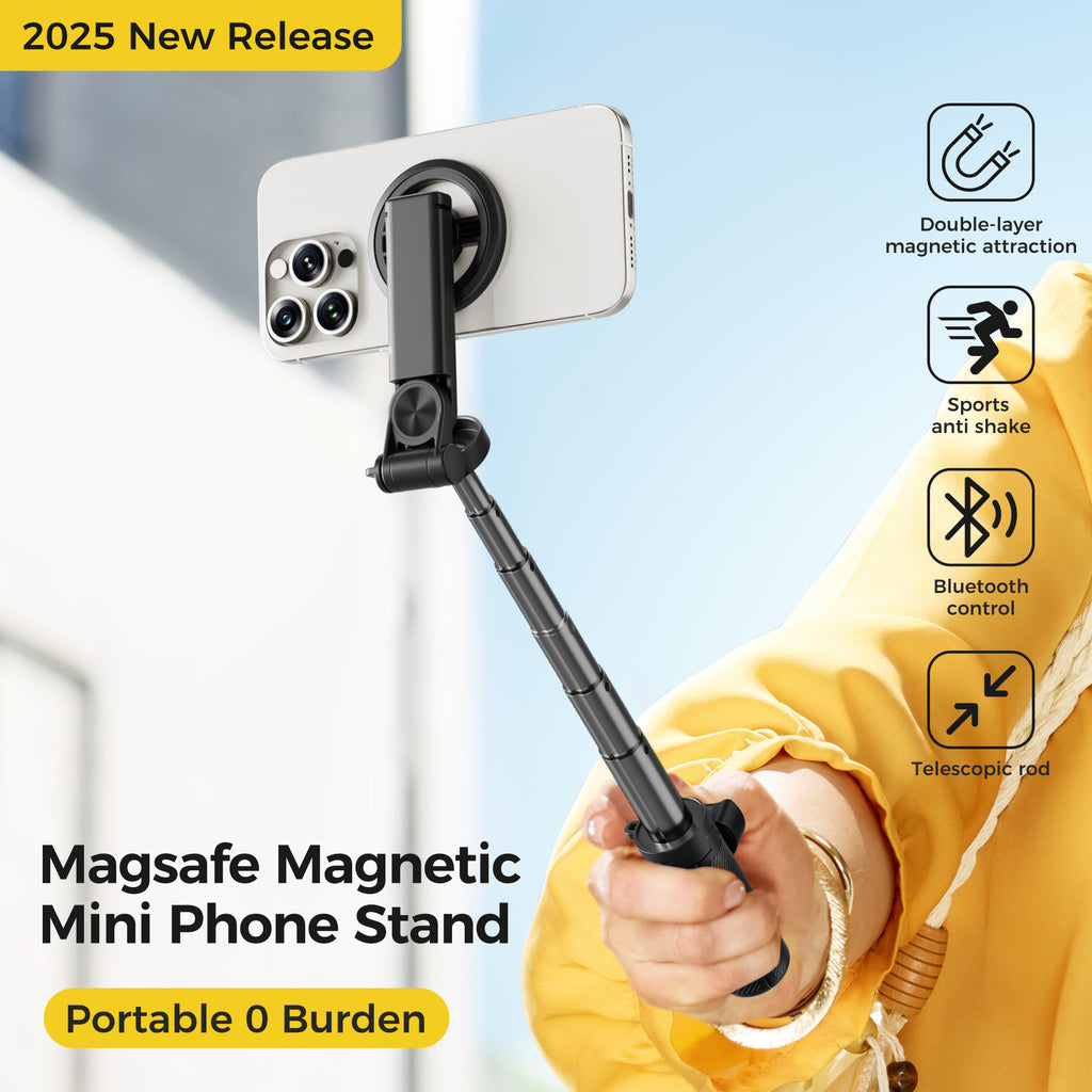 Free shipping,2026 New Upgrated 5-in-1 Magnetic Selfie Stick with Remote for Cell Phone 360° Rotation.Can Transforms into Mini Tripod/Camera Grip/Handheld Stabilizer/Phone Stand