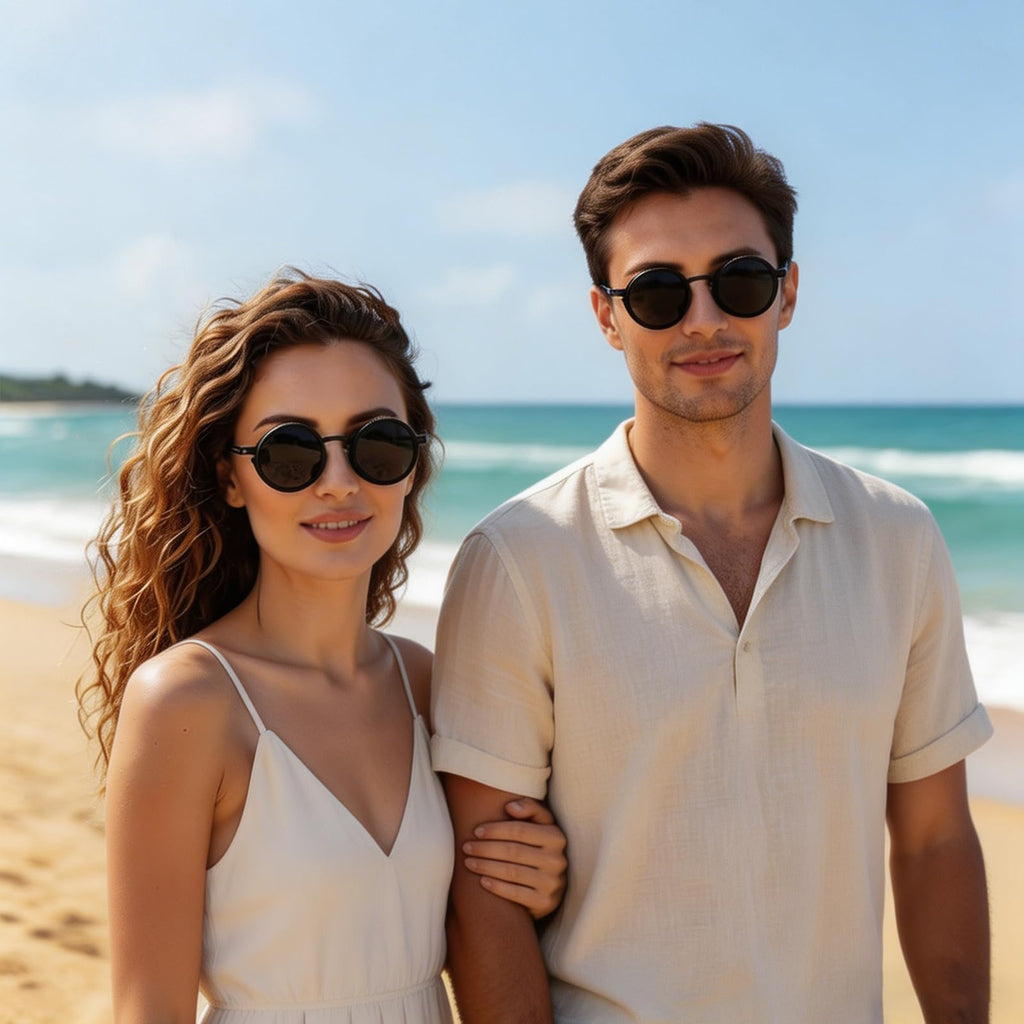 🔥Vintage Round Adjustable ND Polarized Sunglasses, 9-Level Dimmable Lens, UV400 Protection, Stepless Light Control Shades for Fishing Driving Outdoor