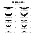 🕷️🦇🎃36-Pack Halloween Bat & Spider Decorations with LED Lights – Indoor Wall Decor for Home, Party & Classroom