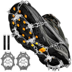 Crampons Ice Cleats Traction Snow Grips for Boots Shoes Women Men Anti Slip 19 Stainless Steel Spikes Safe Protect for Hiking Fishing Walking Climbing Mountaineering