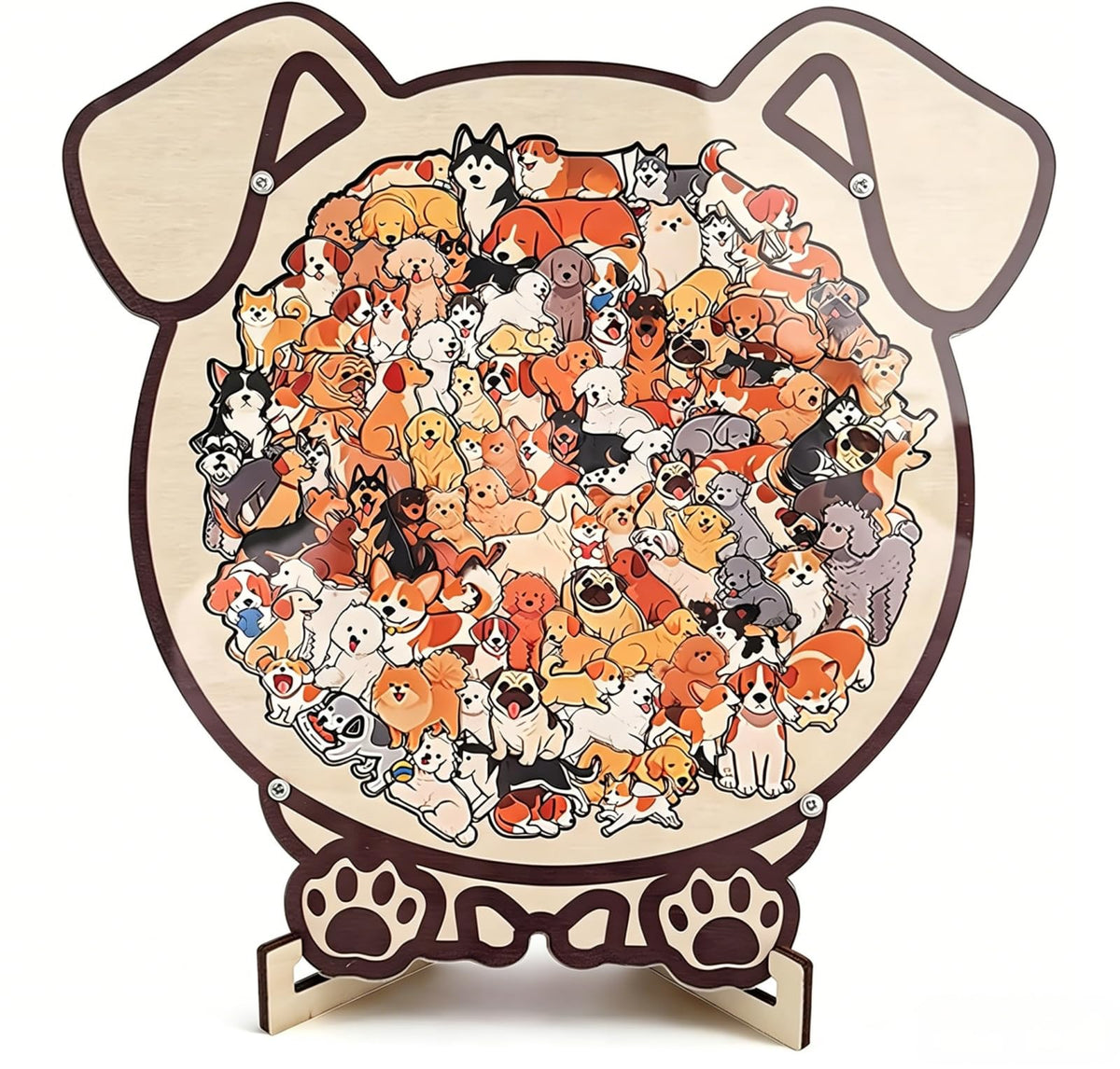 ⚡Limited-time offer⚡Dog Shaped/Cat Shaped Wooden Jigsaw Puzzle, 92-143 Pieces Thick Wood Puzzle with Acrylic Cover & Frame, Colorful Cute Animal Dog Puzzle, Decorative Puzzle Gift for Dog Lovers, Home Wall Decor