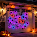 🕷️🦇🎃36-Pack Halloween Bat & Spider Decorations with LED Lights – Indoor Wall Decor for Home, Party & Classroom