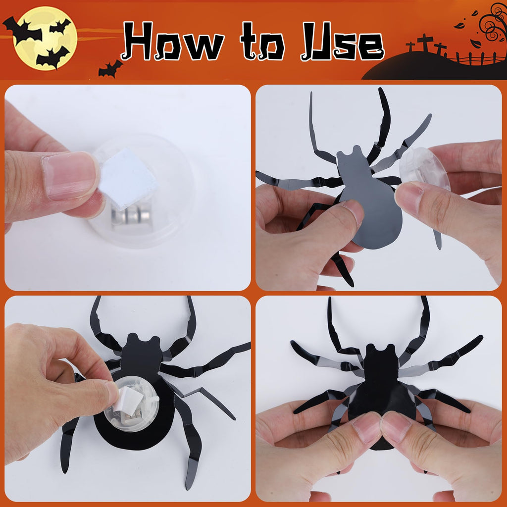 🕷️🦇🎃36-Pack Halloween Bat & Spider Decorations with LED Lights – Indoor Wall Decor for Home, Party & Classroom
