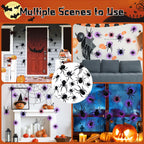 🕷️🦇🎃36-Pack Halloween Bat & Spider Decorations with LED Lights – Indoor Wall Decor for Home, Party & Classroom
