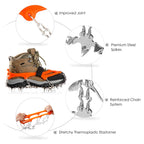 Crampons Ice Cleats Traction Snow Grips for Boots Shoes Women Men Anti Slip 19 Stainless Steel Spikes Safe Protect for Hiking Fishing Walking Climbing Mountaineering
