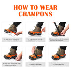 Crampons Ice Cleats Traction Snow Grips for Boots Shoes Women Men Anti Slip 19 Stainless Steel Spikes Safe Protect for Hiking Fishing Walking Climbing Mountaineering