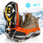 Crampons Ice Cleats Traction Snow Grips for Boots Shoes Women Men Anti Slip 19 Stainless Steel Spikes Safe Protect for Hiking Fishing Walking Climbing Mountaineering