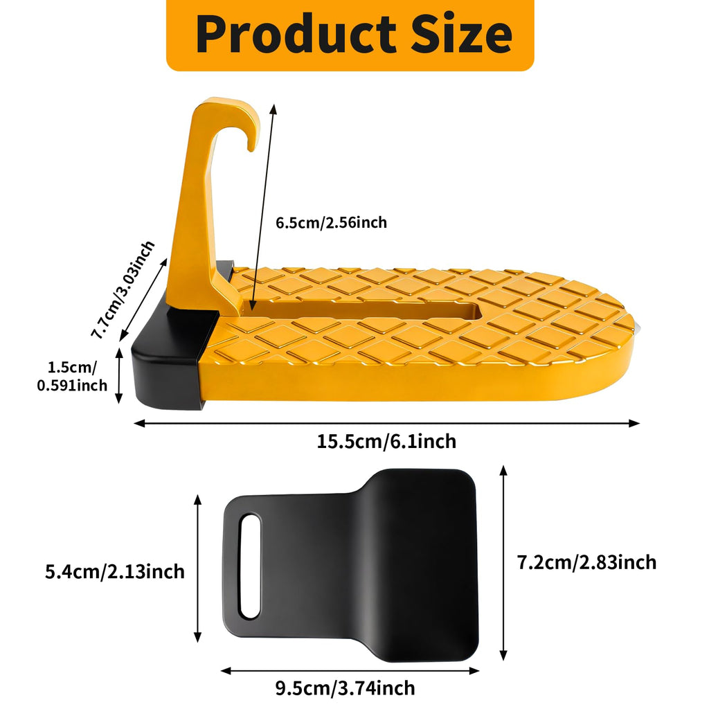 Car Door Step for Car Roof Access,Free Bonus Pressure Relief Pad Included,Foldable Non-Slip Ascent Latch Pedal Rack with Scratch Proof Rubber Pad for Universal Cars SUVs Trucks Vans